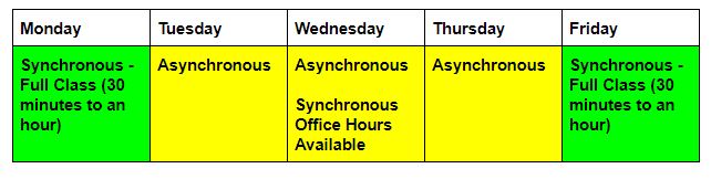 online class schedule 1
